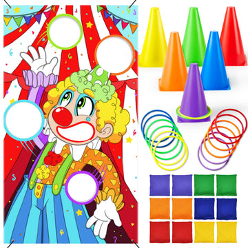 JOYIN 31PCS 3 in 1 Carnival Games  Easter Ring Toss Yard Set  Bean Bags  Cones - Outdoor Toys for Toddlers & Kids  Children's Indoor Play  Family Fun  Kids Party Cornhole Set  Lawn Games