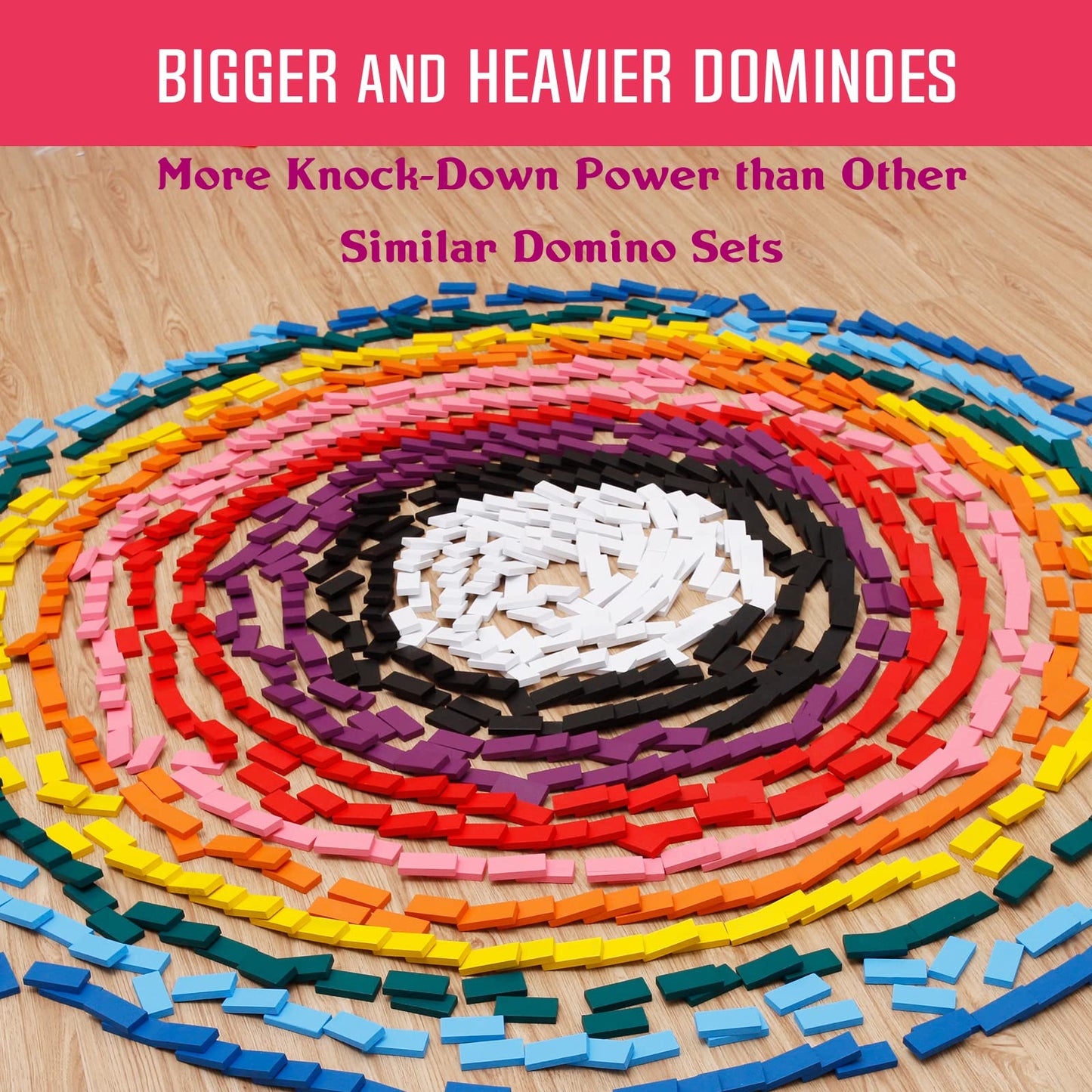 1000 PCS Dominoes Set for Kids with Extra 20 Blocks  Colorful Dominos Tiles for Building  Stacking  Racing  Tumbling  Wood Domino with Storage Bag and Box