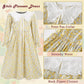 FORTMAC Prairie Dress Girls Pioneer Colonial Costume Floral 1800s Pilgrim Costume with Apron and Bonnet Yellow 7-8Y