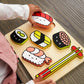 Mudpuppy Sushi Friends - Wooden Tray Puzzle with 6 Delicious Sushi Shaped Pieces and Plywood Tray for Babies and Toddlers