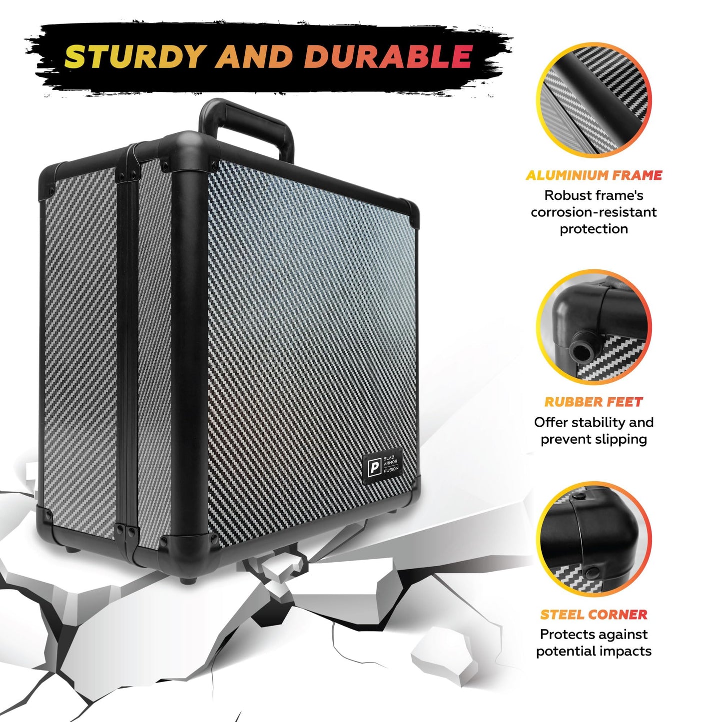 Panopply SLAB protective covering 120+ 3 Row Psa Graded Card Storage Box Graded Card Case Psa Slab Case for Graded Cards Psa Card Case Baseball Card Cases for Sports Cards Storage Sports Card Case (CARBON FIBER)