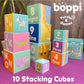 Boppi Baby Stacking Blocks Jungle Safari Animal Toys With Letters And Numbers, Montessori Cubes For Toddlers, Preschool Learning