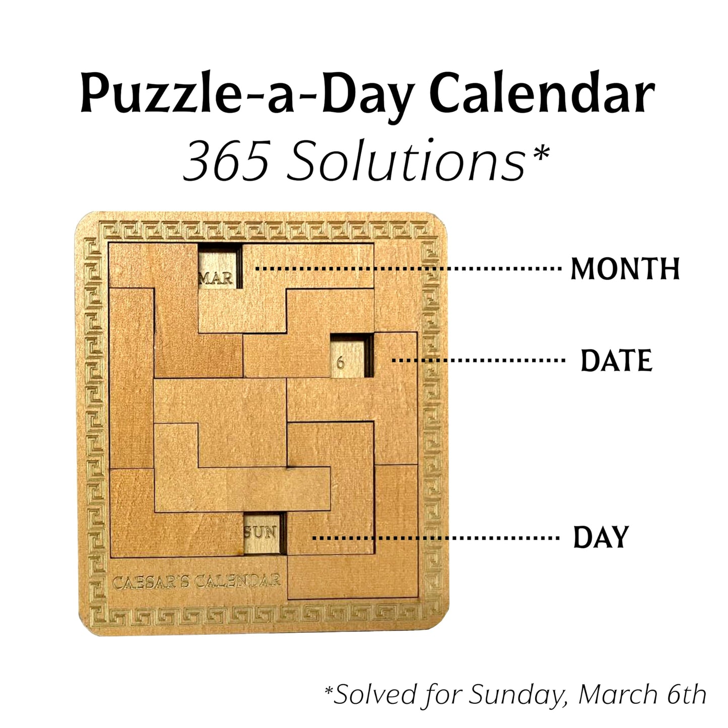 Project Genius Caesar's Calendar Wood Puzzle - 365+ Brainteasers, Multicolor, TG444, Gift for Adults & Kids 8+