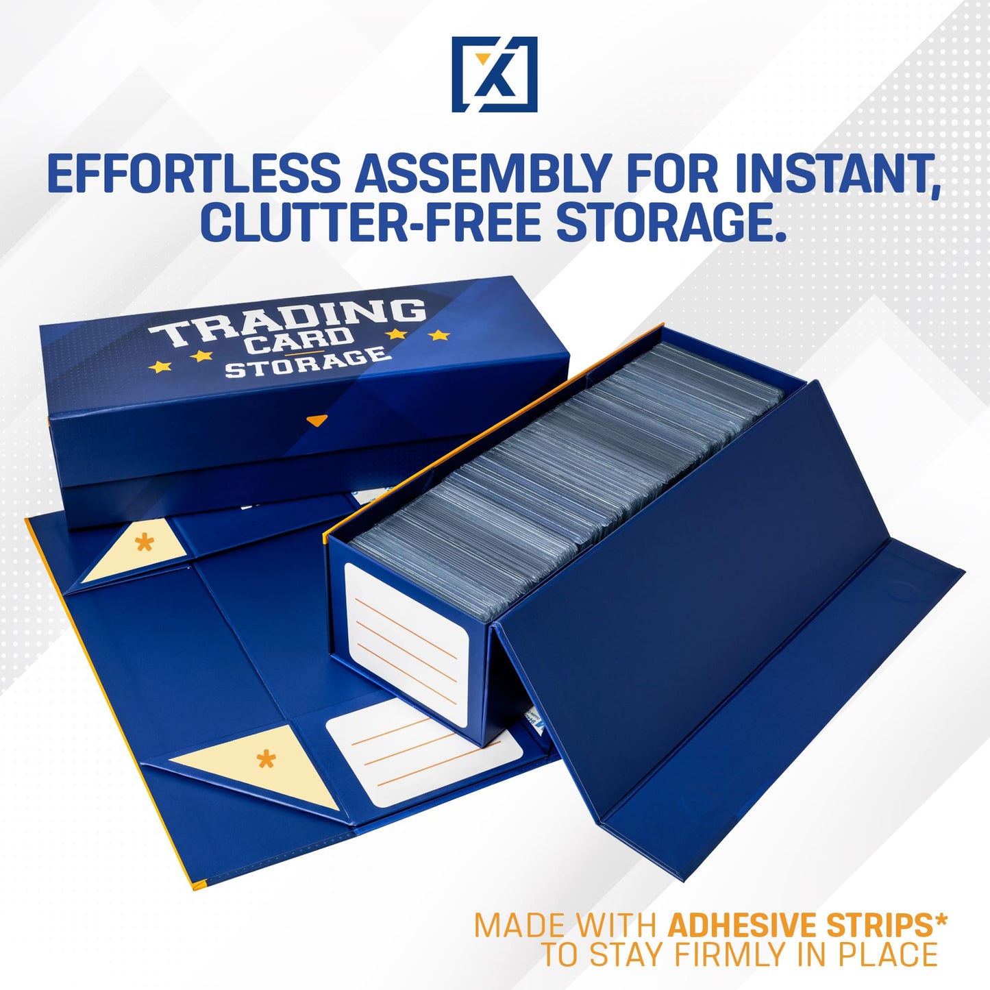 Homexpro Quickfold Trading Card Storage Box [3 Pack] Magnetic Lid | Toploader Storage Box Fits 800 Cards, 200 Toploaders, Or 50