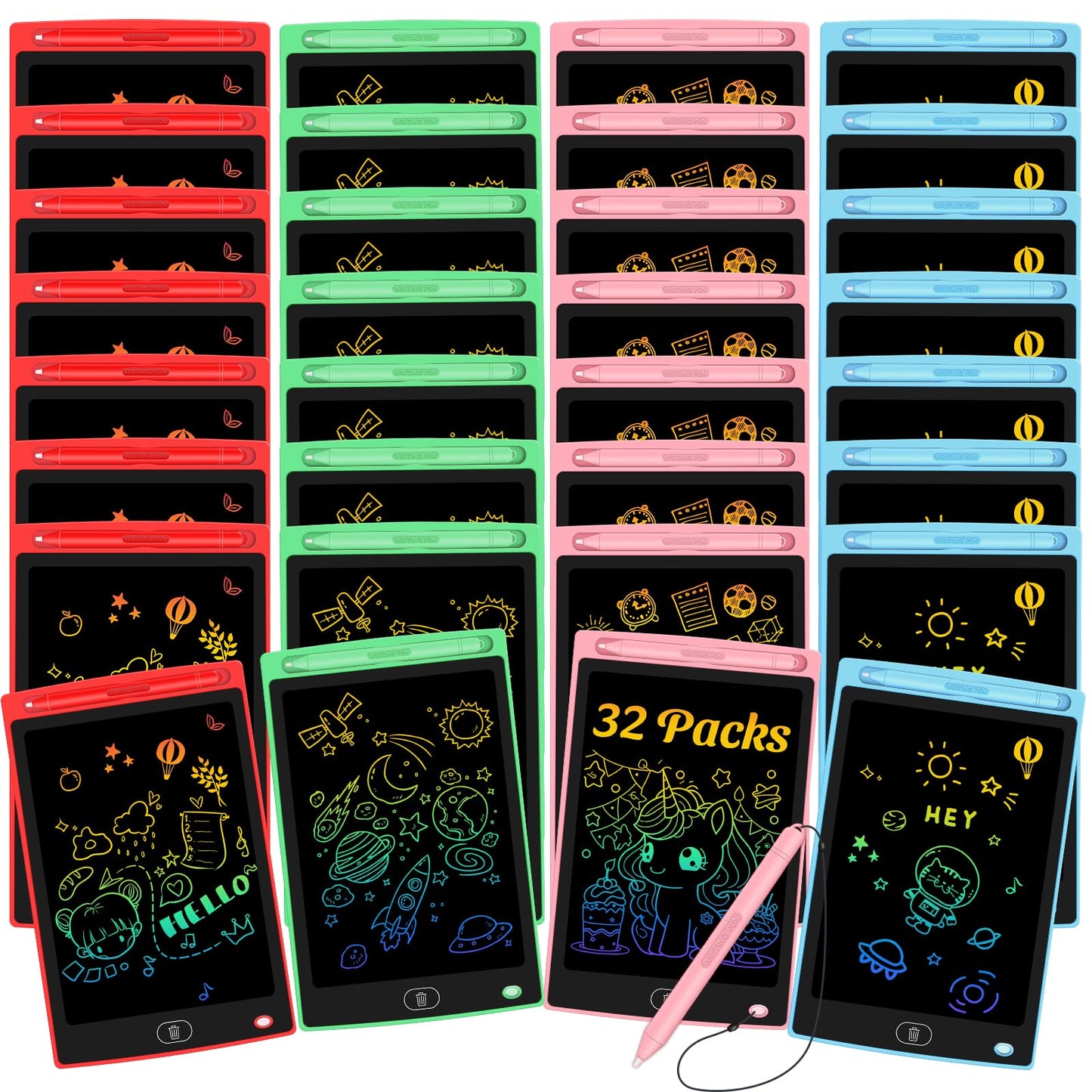 32 Pack LCD Writing Tablet for Kids - Erasable and Reusable Toddler Doodle Board in 8.5 inch, Ideal Drawing Pad for Learning Toy