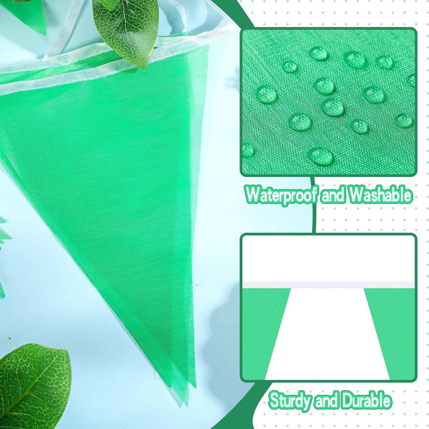 Tatuo 820 Ft 500 Pcs Pennant Banner Flag String Hanging Triangle Bunting Flag For Party Celebration Holiday Wedding Decoration, 10 Set (Green)