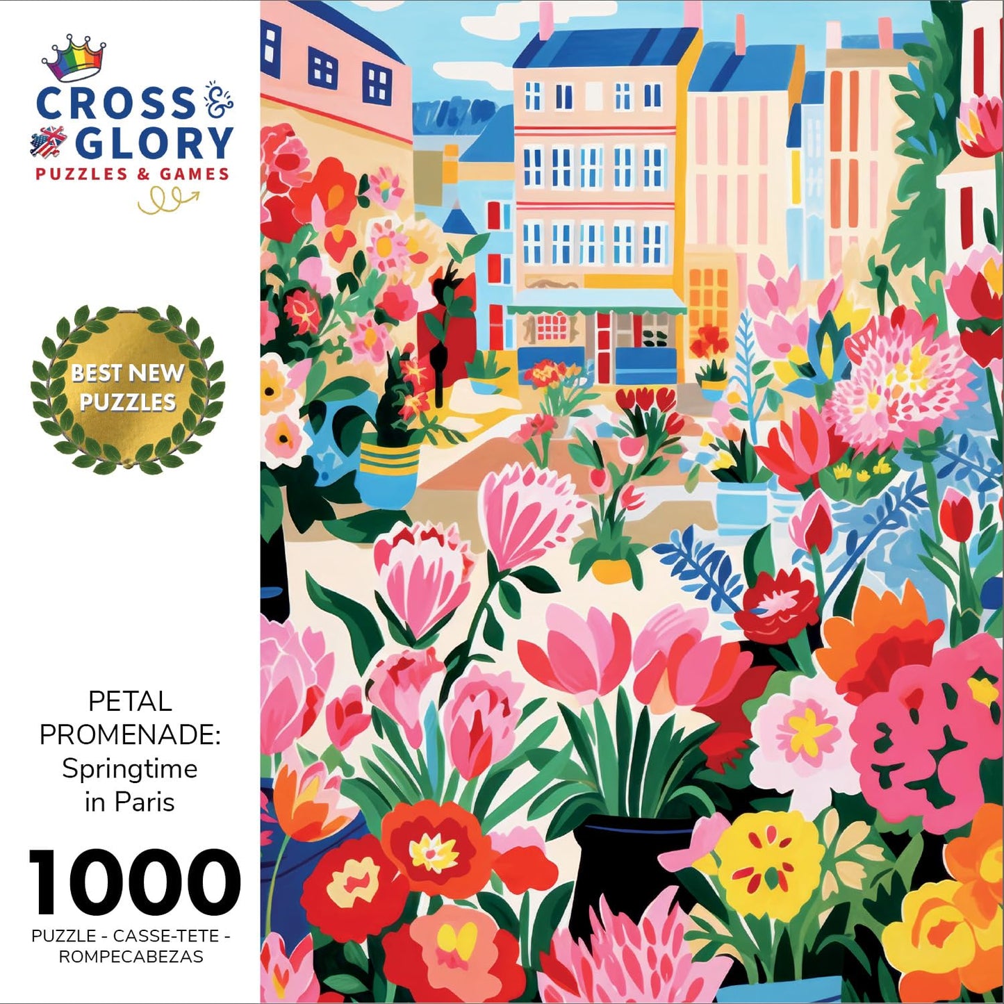 Cross & Glory 1000 Piece Jigsaw Puzzle - Petal Promenade, Large Size, Satin Finish, Spring Hues, Model CG-M-069