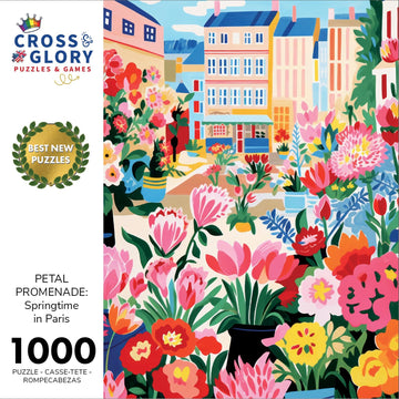 Cross & Glory 1000 Piece Jigsaw Puzzle - Petal Promenade, Large Size, Satin Finish, Spring Hues, Model CG-M-069