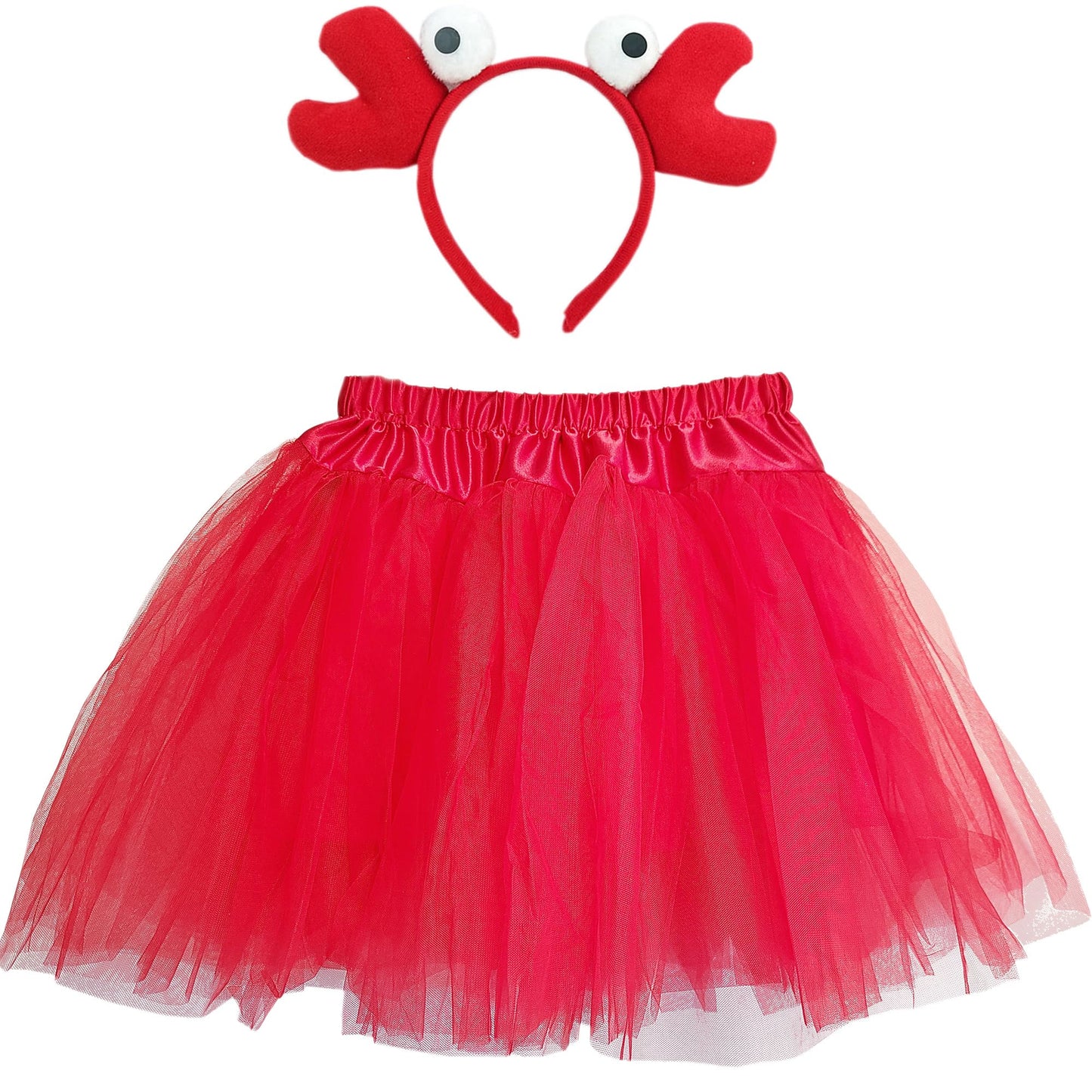 Tikson 2 Pieces Halloween Kids Crab Lobster Sebastian Costume Headband And Tutu Red