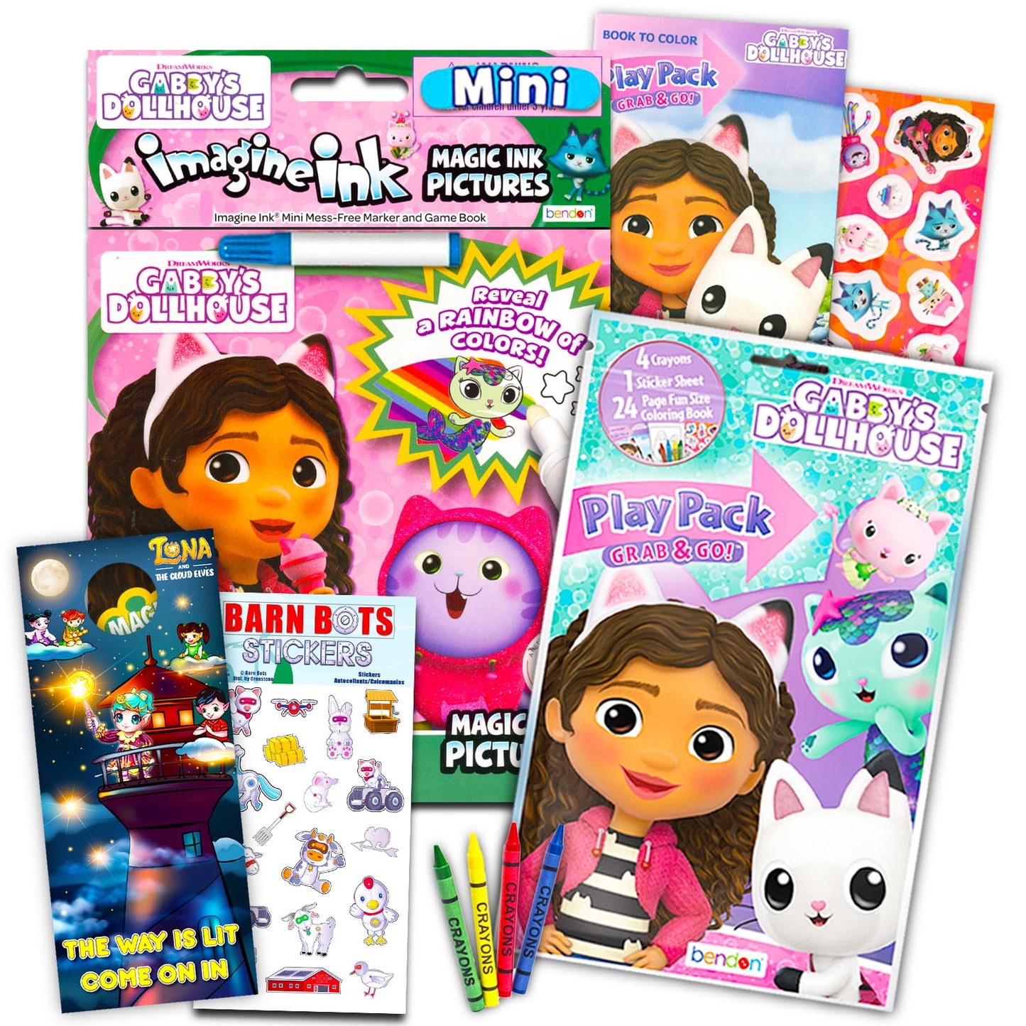 Gabbys Dollhouse Coloring and Activity Books - Imagine Ink Coloring Book, Play Pack, Stickers, More