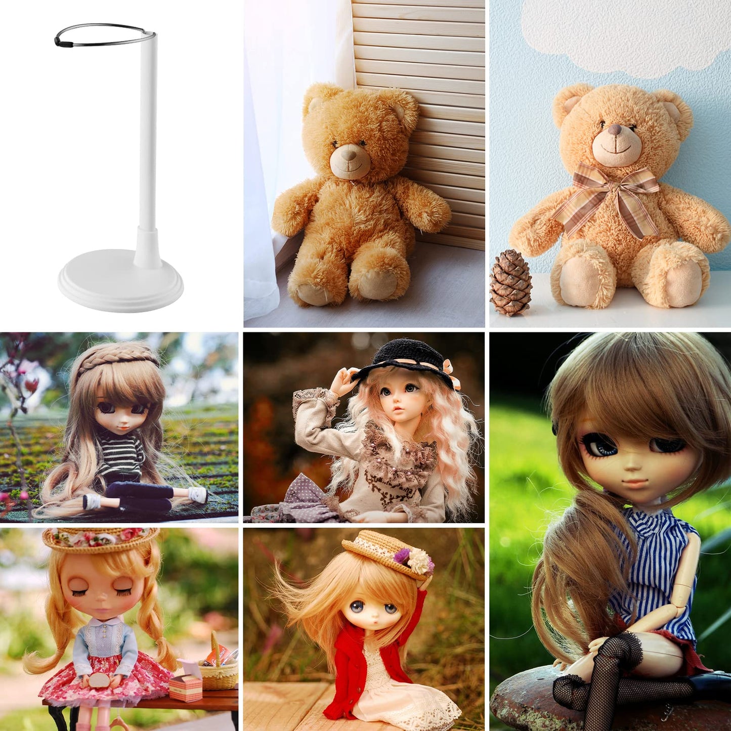 Nuobesty Doll Stands Display Holder Figures Display Rack Doll Bracket Support Teddy Bear Stand Birthday Party Favor For Kids Gir