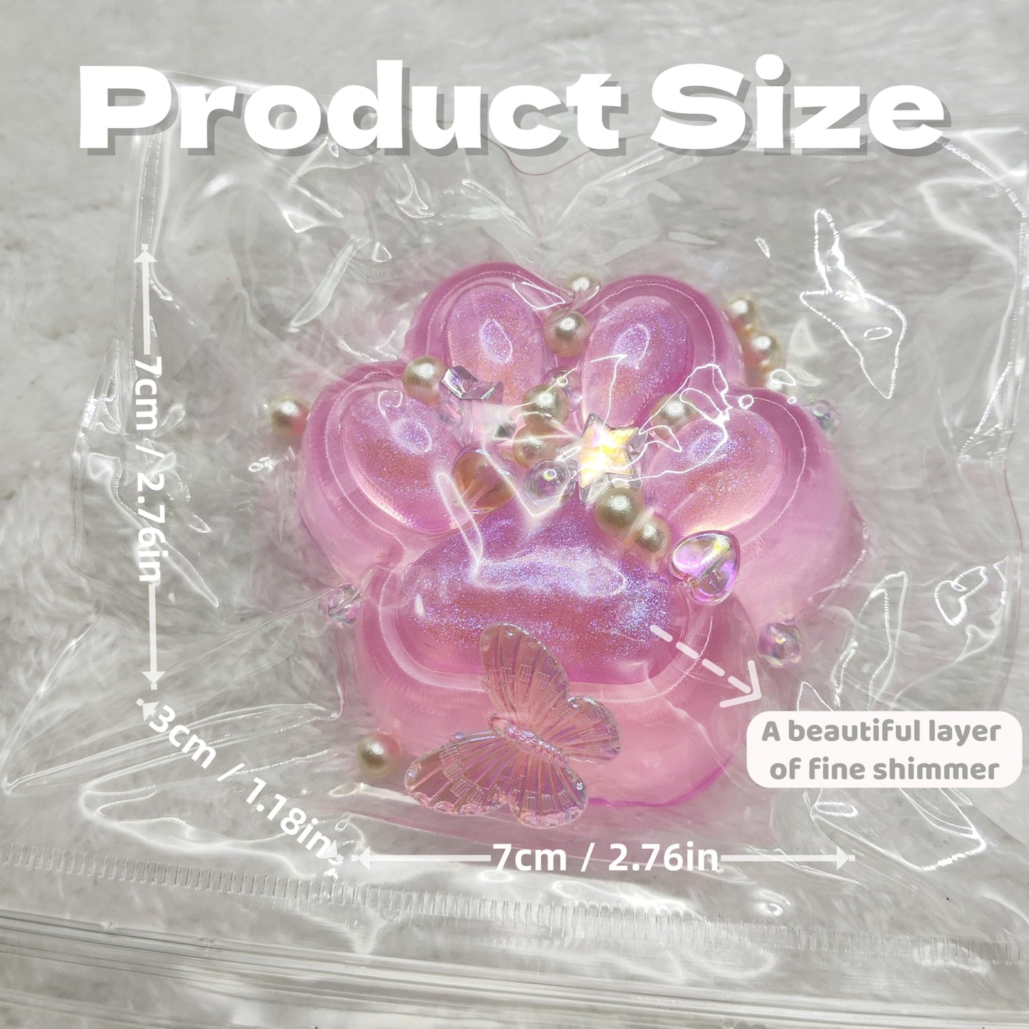 2.76 Inch Squeeze Toys Handmade Cat Paw Squishy, Glitter Pink Squeeze Paw, Cute Soft Squishy Toy For Stress Relief, Fidget Squis