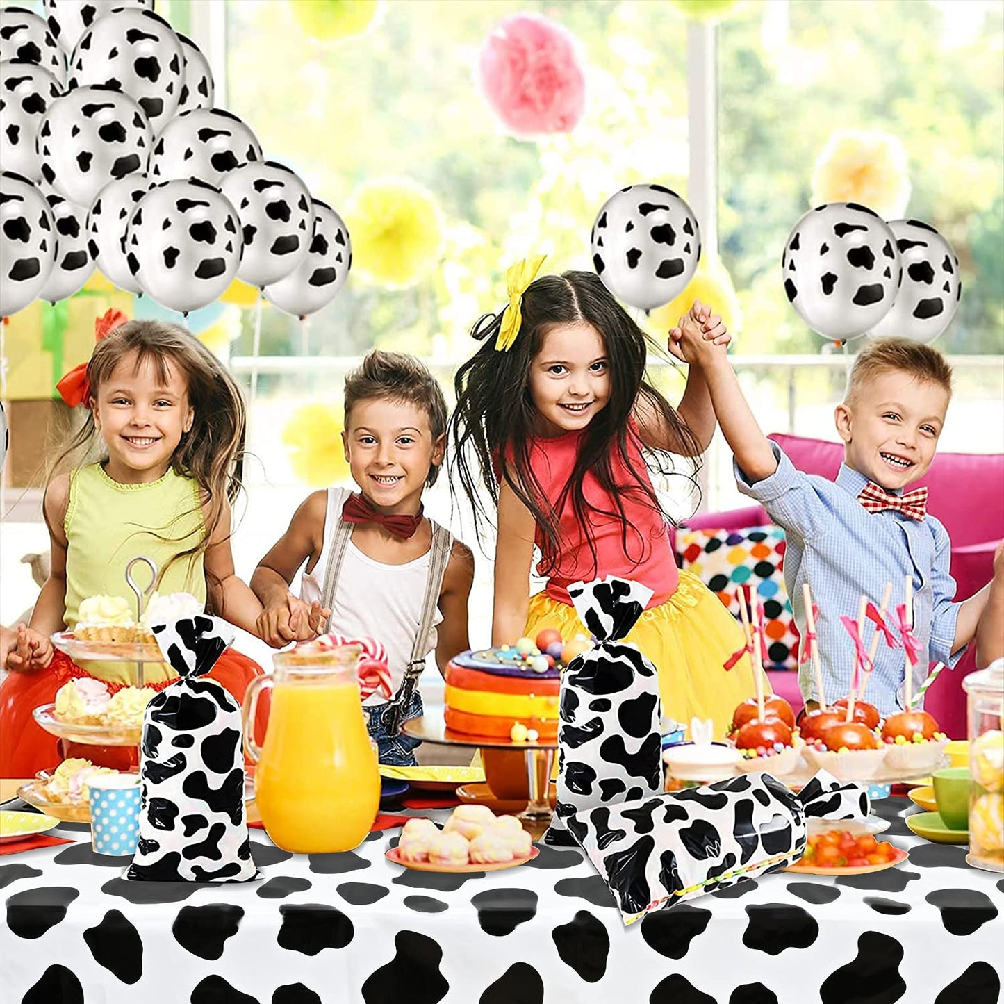 2 Pcs Cow Print Tablecloth Cow Plastic Table Cover 87 x 51 Inches Farm Animal Party Tablecovers for Cow Theme Birthday Party Sup