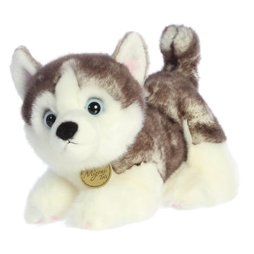 Aurora Adorable Miyoni Tots Siberian Husky Pup Stuffed Animal - Lifelike Detail - Cherished Companionship - Gray 10 Inches