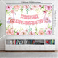 Pink Happy Birthday Backdrop, Rose Flowers Birthday Photography Backdrop, Floral Birthday Banner Birthday Party Flower Backdrop