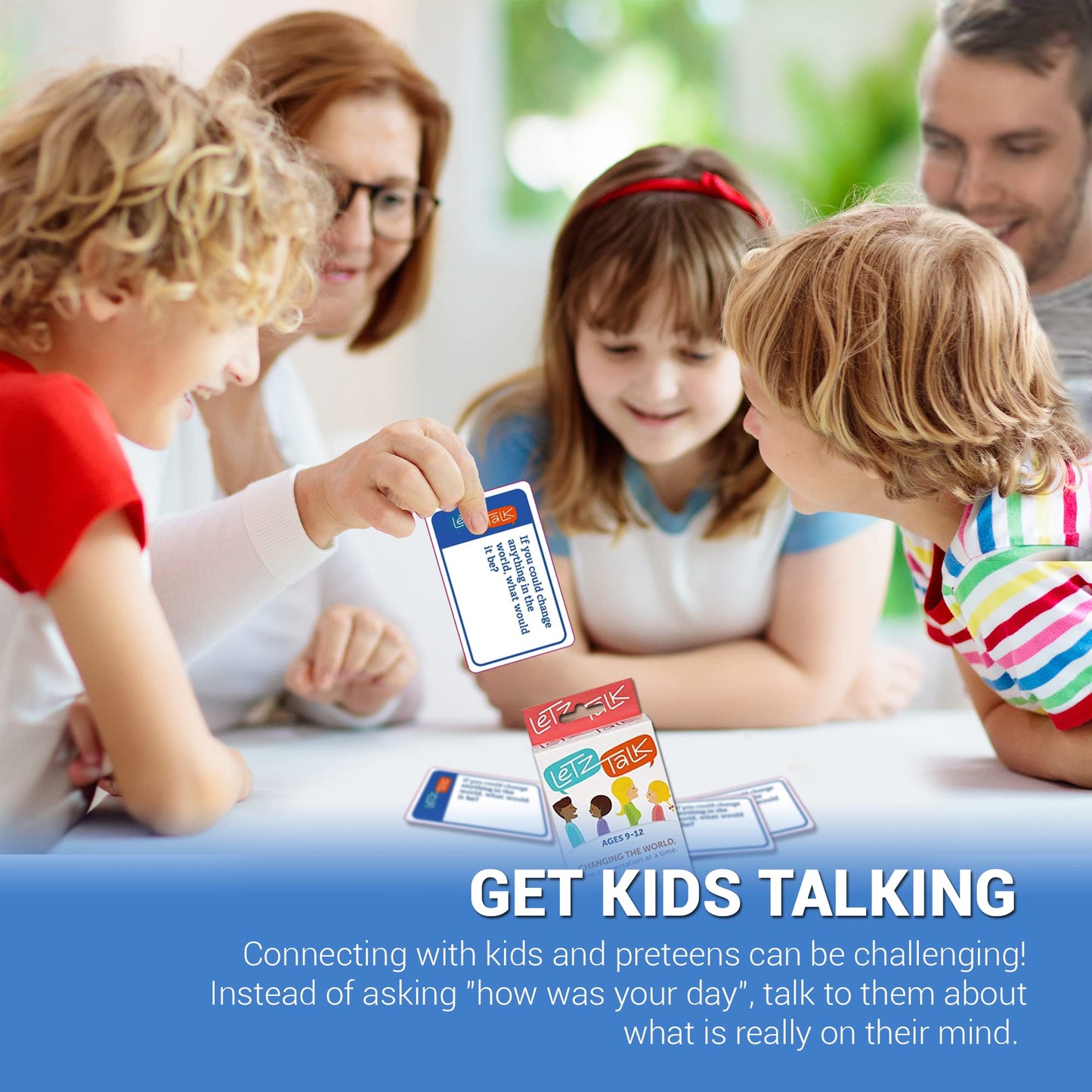Letz Talk Conversation Cards For Kids Age 9-12 - Communication Cards To Build Confidence & Emotional Intelligence, Family Conversations Game For Kids And Adults - Therapy Tool - Easter Basket Stuffer