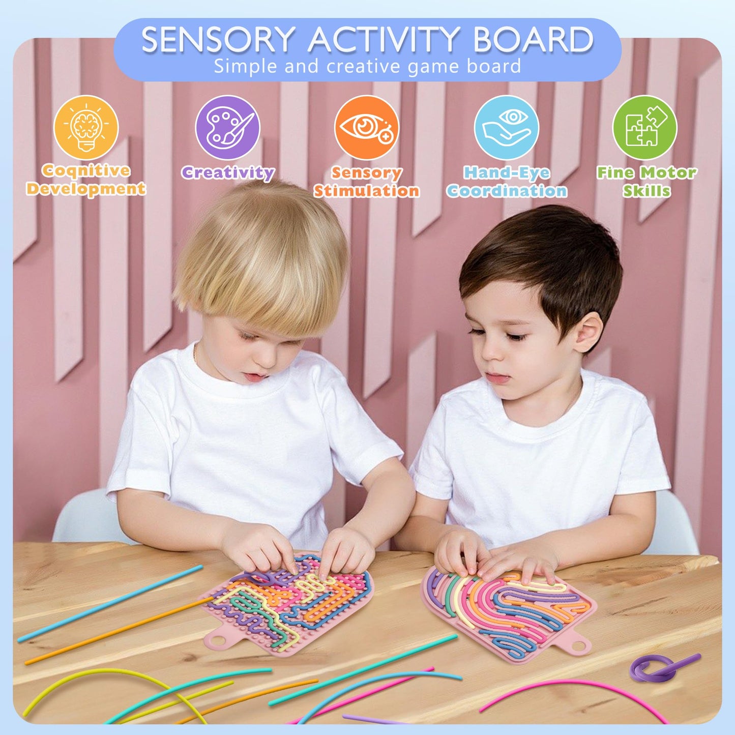 Silicone Sensory Activity Board, Double-Side Fidget Toy For Anxiety, Stress, Adhd, Autism And Calming, Silent, No Mess, Sensory