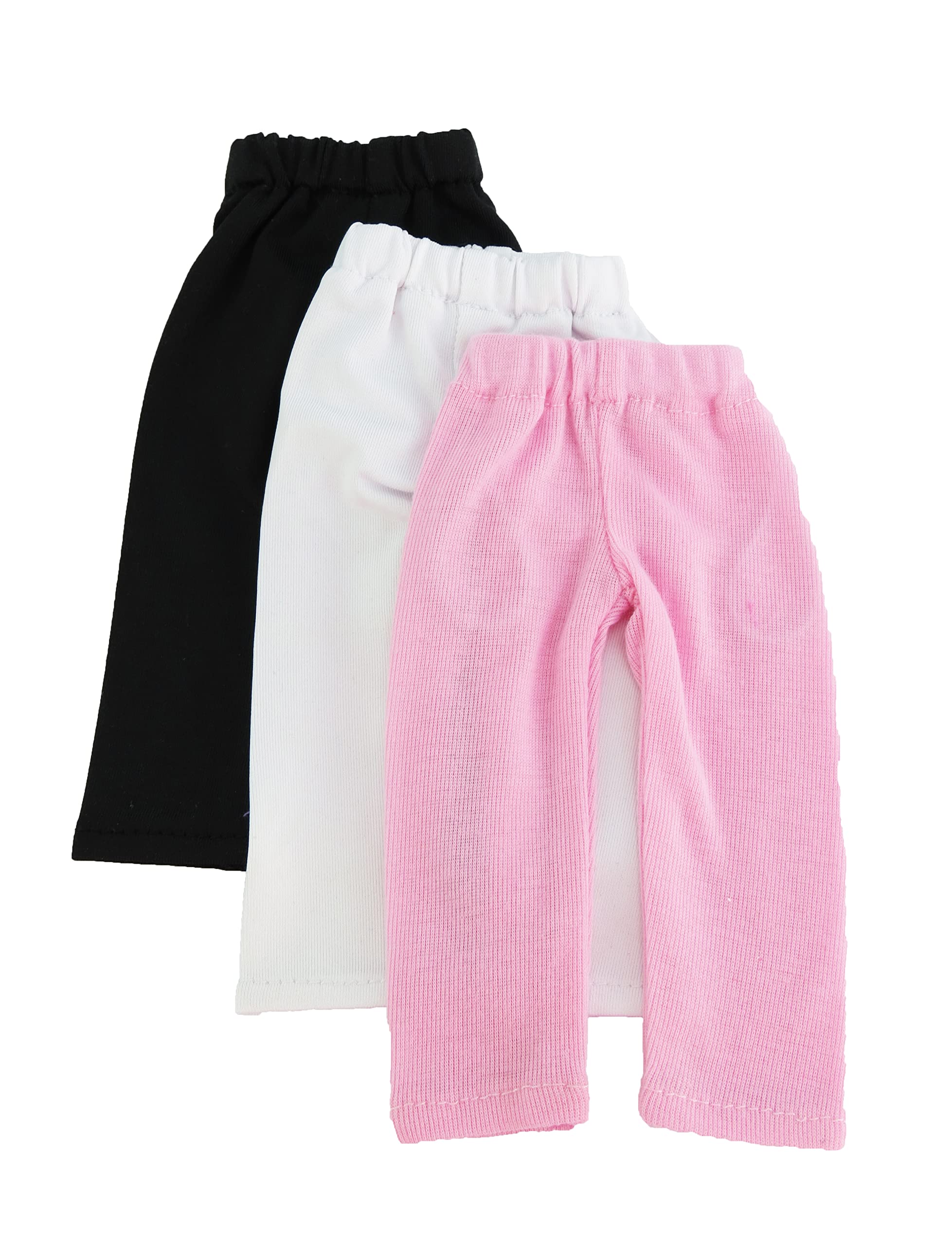 American Fashion World Pink  Black  and White Leggings for 14-Inch Dolls | 3 Pack | enhanced Quality & Trendy Design | Dolls Clothes | Outfit Fashions for Dolls for Popular Brands