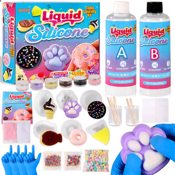 JOICEE Taba Squishy Kit  DIY Squishy Making Kit 18OZ 1:1 AB Liquid Silicone with 6 Molds for Make Your Own Super Soft Squishies Maker Kits Birthday Party Favors