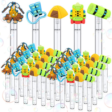 30 Pcs Bubbles Party Favors Mini Bubble Wands Tube Bulk Theme Maker Goodie Bags Stuffer Prizes Birthday Gift For Solution(Campin