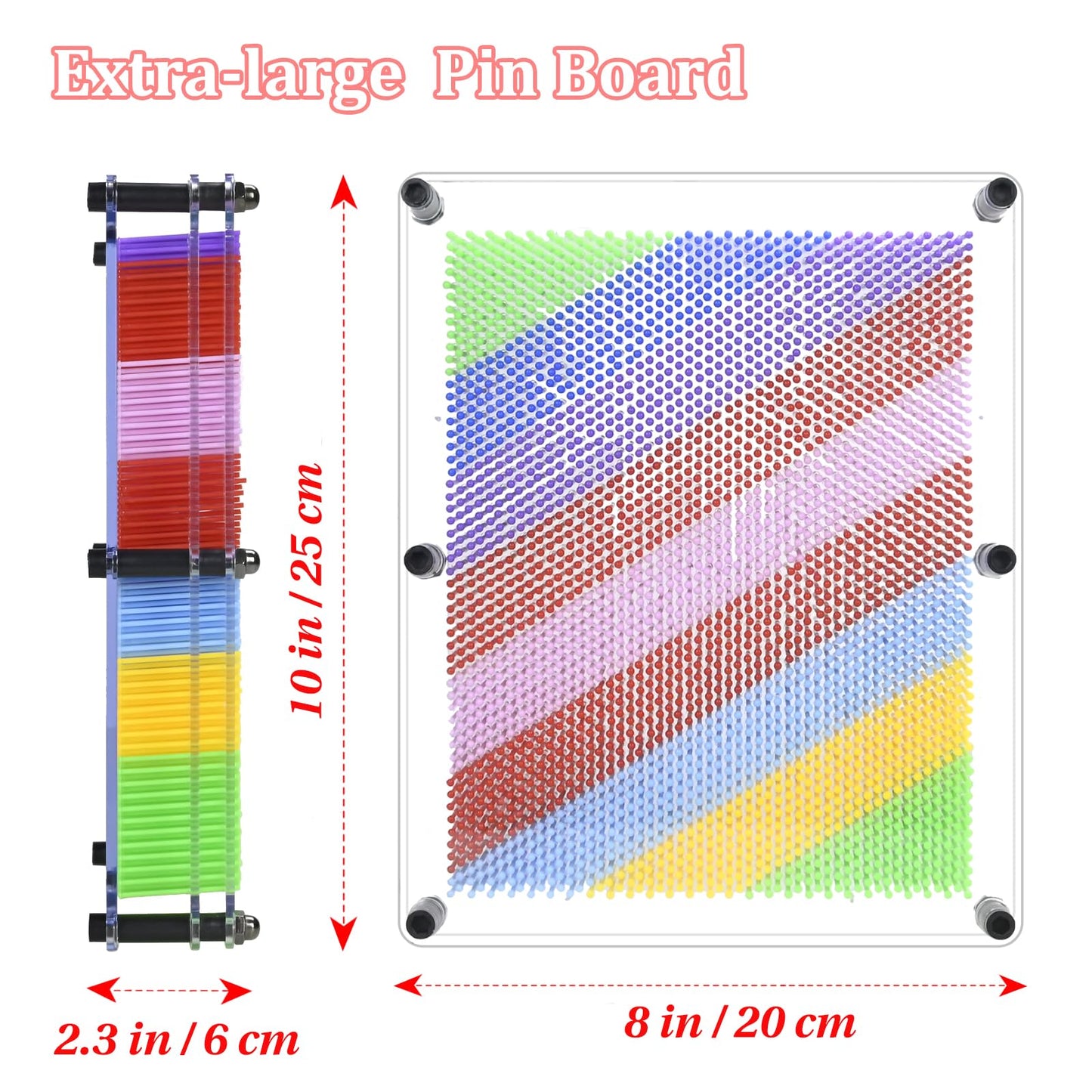 MICKYU 3D Pin Art Toy - Autism Sensory Board Game, 8x10 inches, Colorful Plastic, Model MY21112901