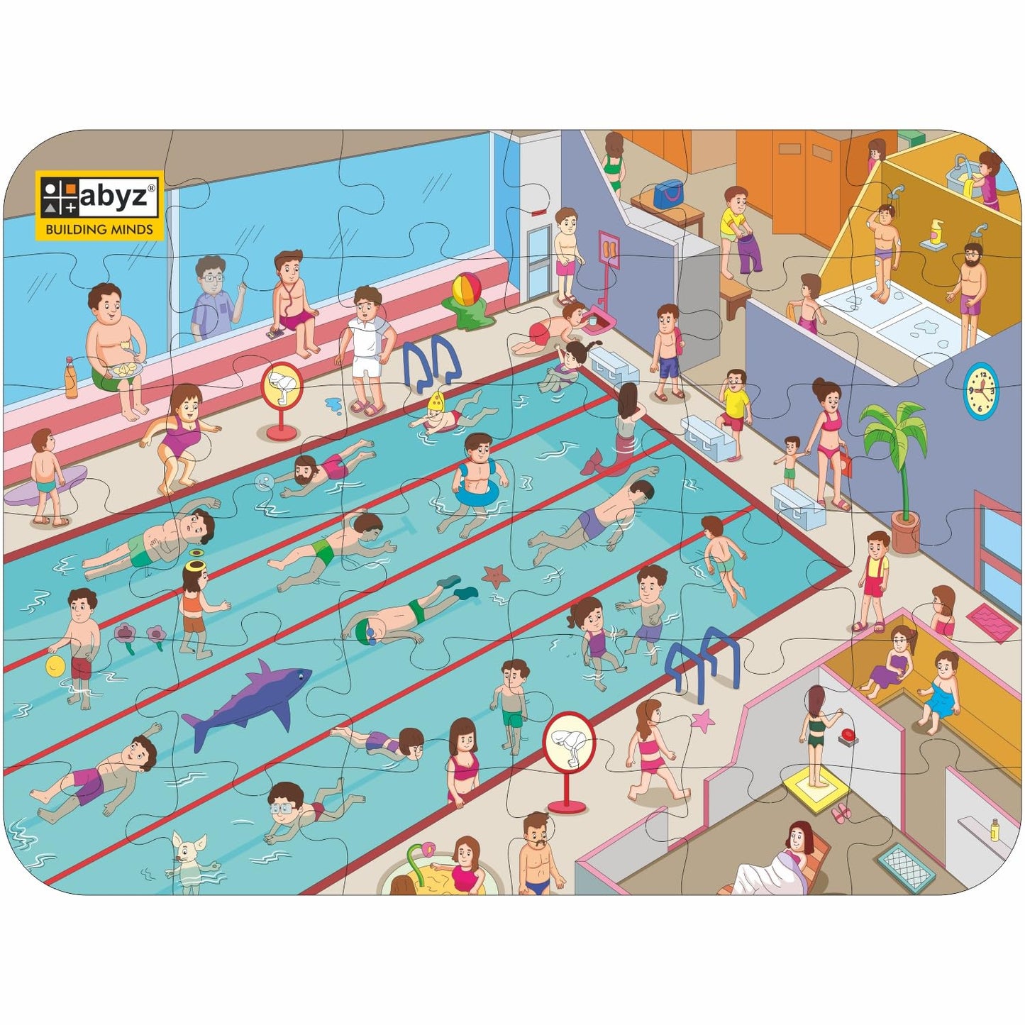 Abyz Wooden Jigsaw Puzzle  Big Swimming Pool Playset For Fun Educational & Little Explorers, 36Pieces Fun Games With Multicolo