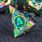 Kerwellsi Nature Vines Leaf Metal Dnd Dice Set, 7Pcs Rainbow Green Dungeons And Dragons Dice Set D&D With Gift Box, Polyhedral R