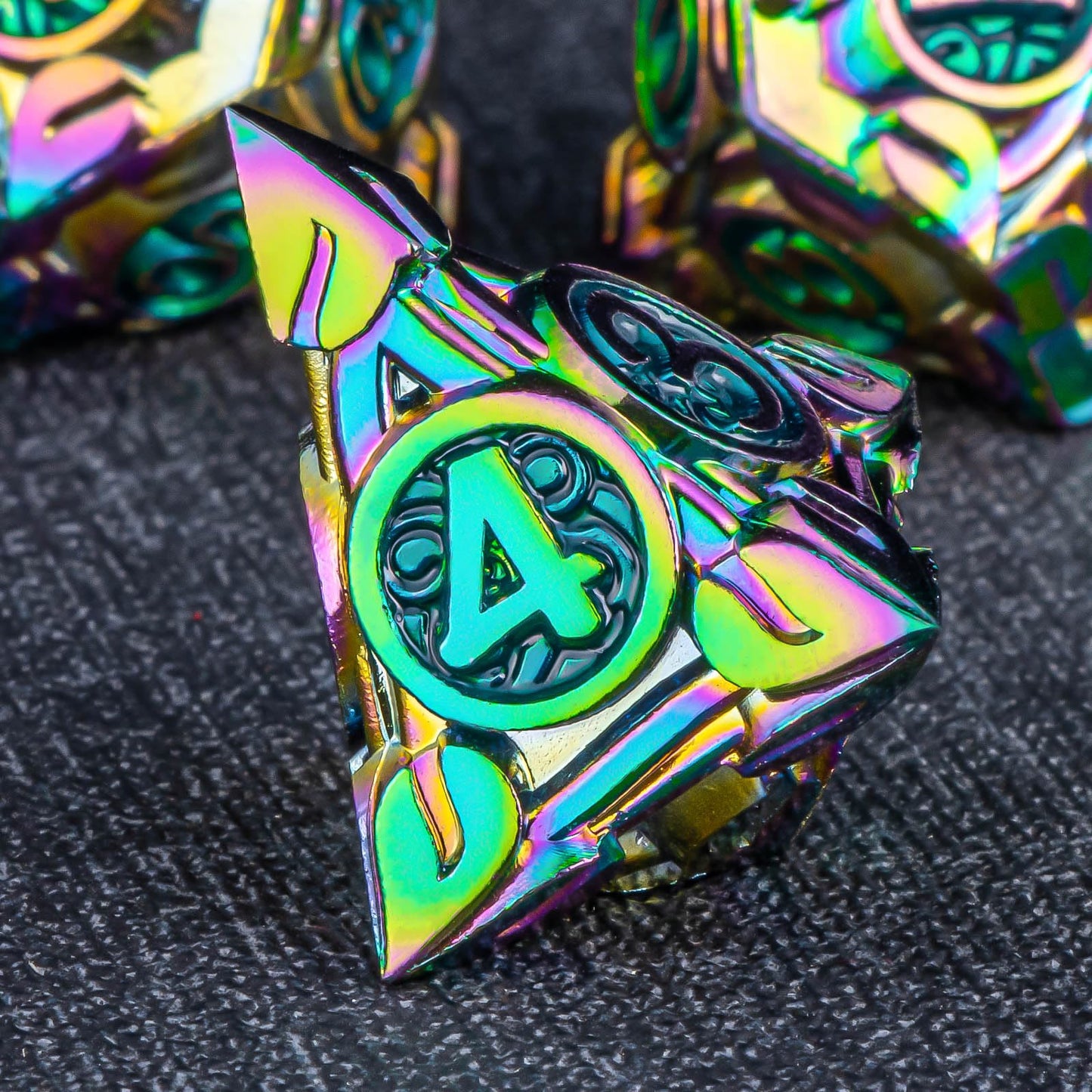 Kerwellsi Nature Vines Leaf Metal Dnd Dice Set, 7Pcs Rainbow Green Dungeons And Dragons Dice Set D&D With Gift Box, Polyhedral R