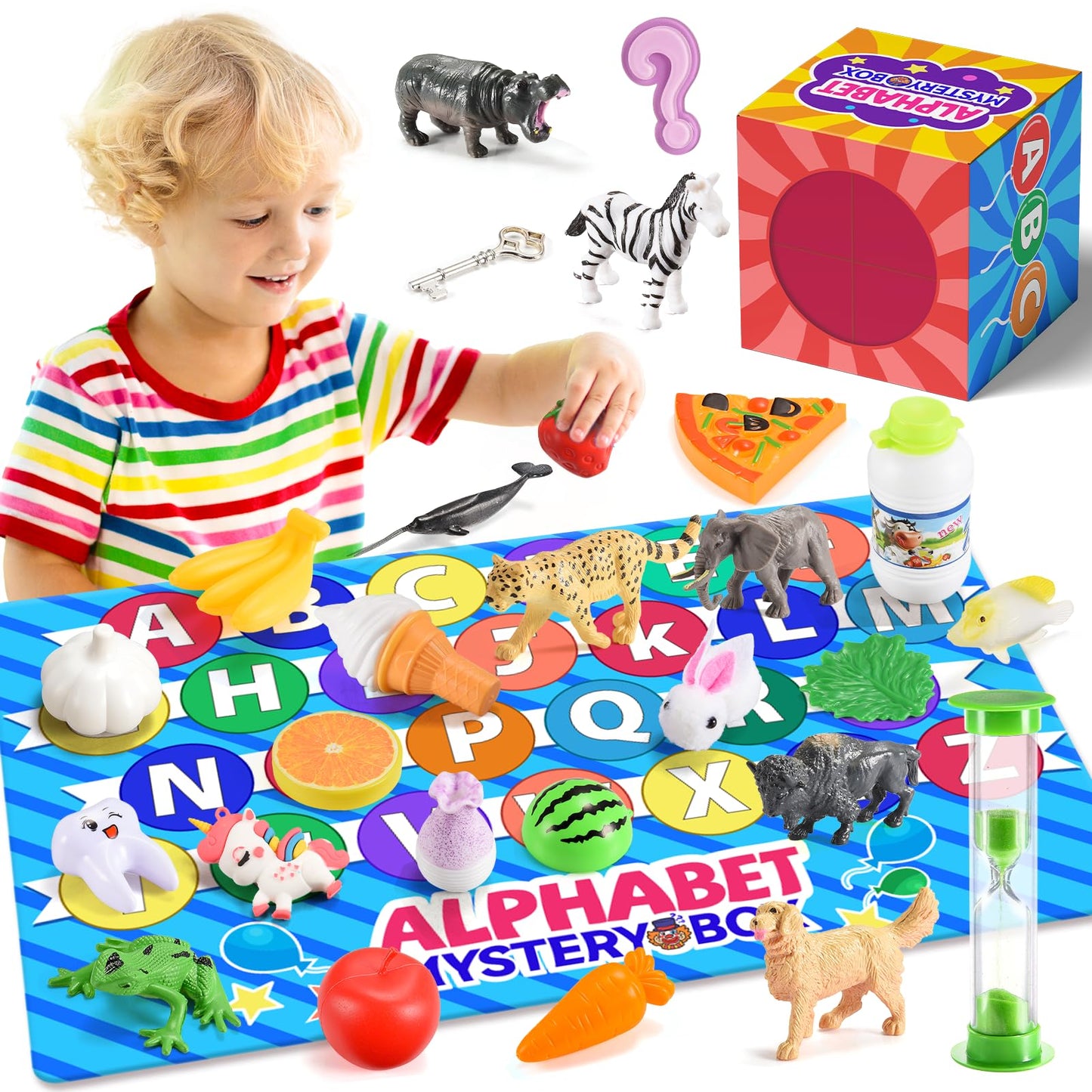 Alphabet Mystery Box For Kids: Alphabet Learning Toys For Kids Age 3 4 5 6 7 Year Old, 26 Pcs Letter Matching Game Toddlers Fine