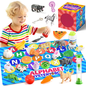 Alphabet Mystery Box For Kids: Alphabet Learning Toys For Kids Age 3 4 5 6 7 Year Old, 26 Pcs Letter Matching Game Toddlers Fine