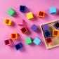 Blue Ginkgo Silicone Rainbow Blocks – [16 Pc] Giftable Soft Blocks For Kids, Bpa-Free Montessori Stacking Toy With Sorting Tray (Vibrant)