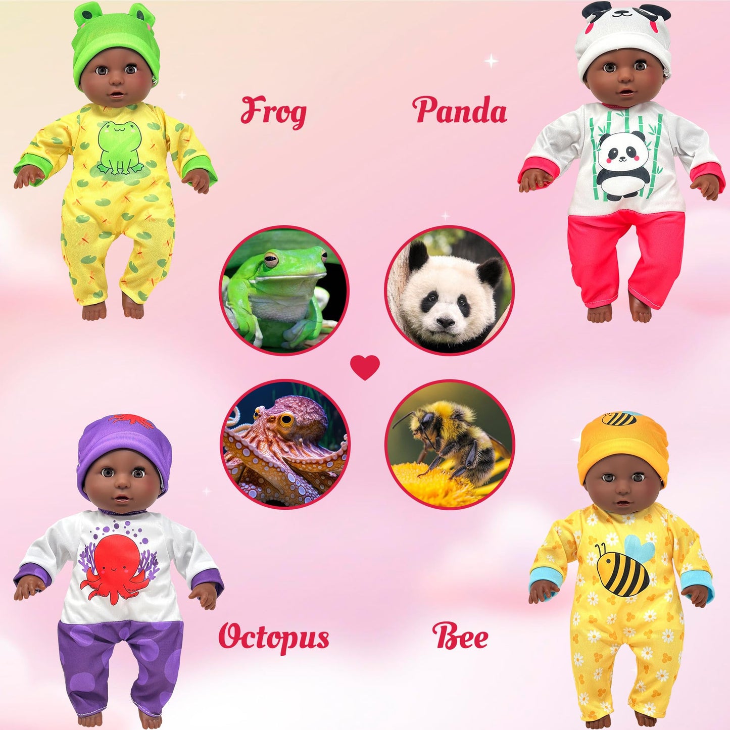 Soft Body Baby Doll With Accessories & 4 Sets Of Animal Outfits, Realistic Baby Doll With Clothes & Toys, 14 Inch Baby Doll Play Set Wardrobe Closet, Baby Dolls For Girls, Gift For 3 4 5 Year Old