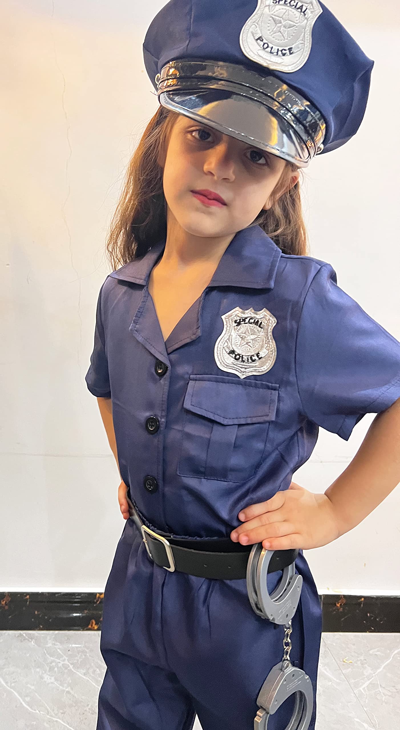 Kakalver Kids Police Officer Costume Girls Cop Costume For Halloween Police Dress Up Party Police Gifts