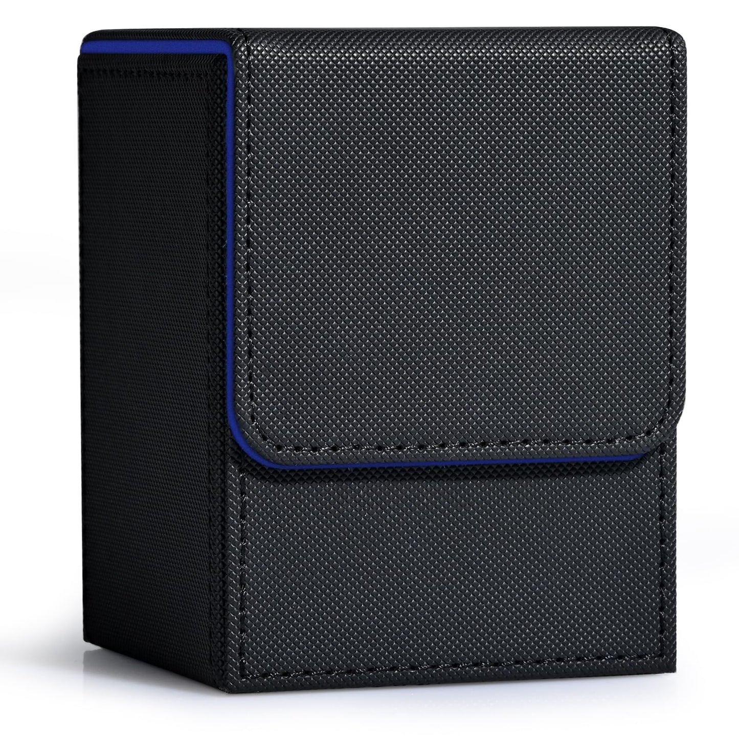 Zlca Card Deck Box For Trading Cards, Mtg Yugioh Deck Case Holds 100+ Single Sleeved Cards, Pu Leather Magnetic Card Storage Box Fits For Tcg Ccg Magic Game Cards (Black& Blue)