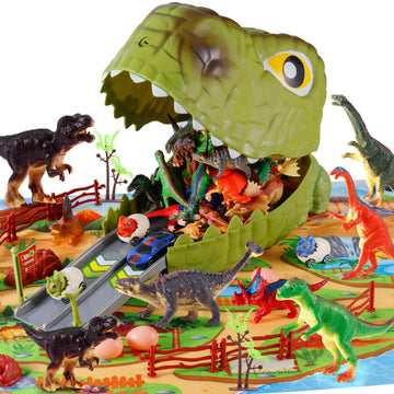 Dinosaur Toys For Kids 3-5 4-7, 4-In-1 Dinosaur Carrier Track Toys For Boys, Jurassic Realistic Dino Figures Set, Dinosaur Eggs