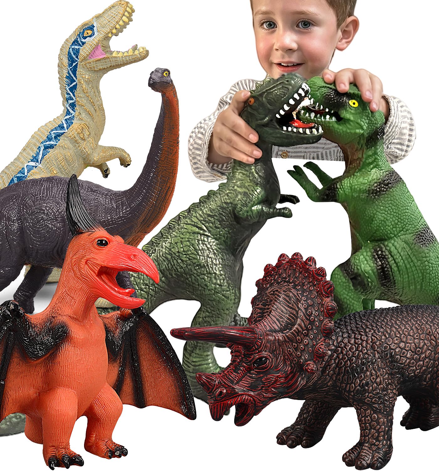 Gzsbaby 6 Piece Jumbo Dinosaur Toys for Kids 3-5 and Toddlers  Large Soft Dinosaur Toys for Lovers - Perfect Party Favors  Birthday Gifts