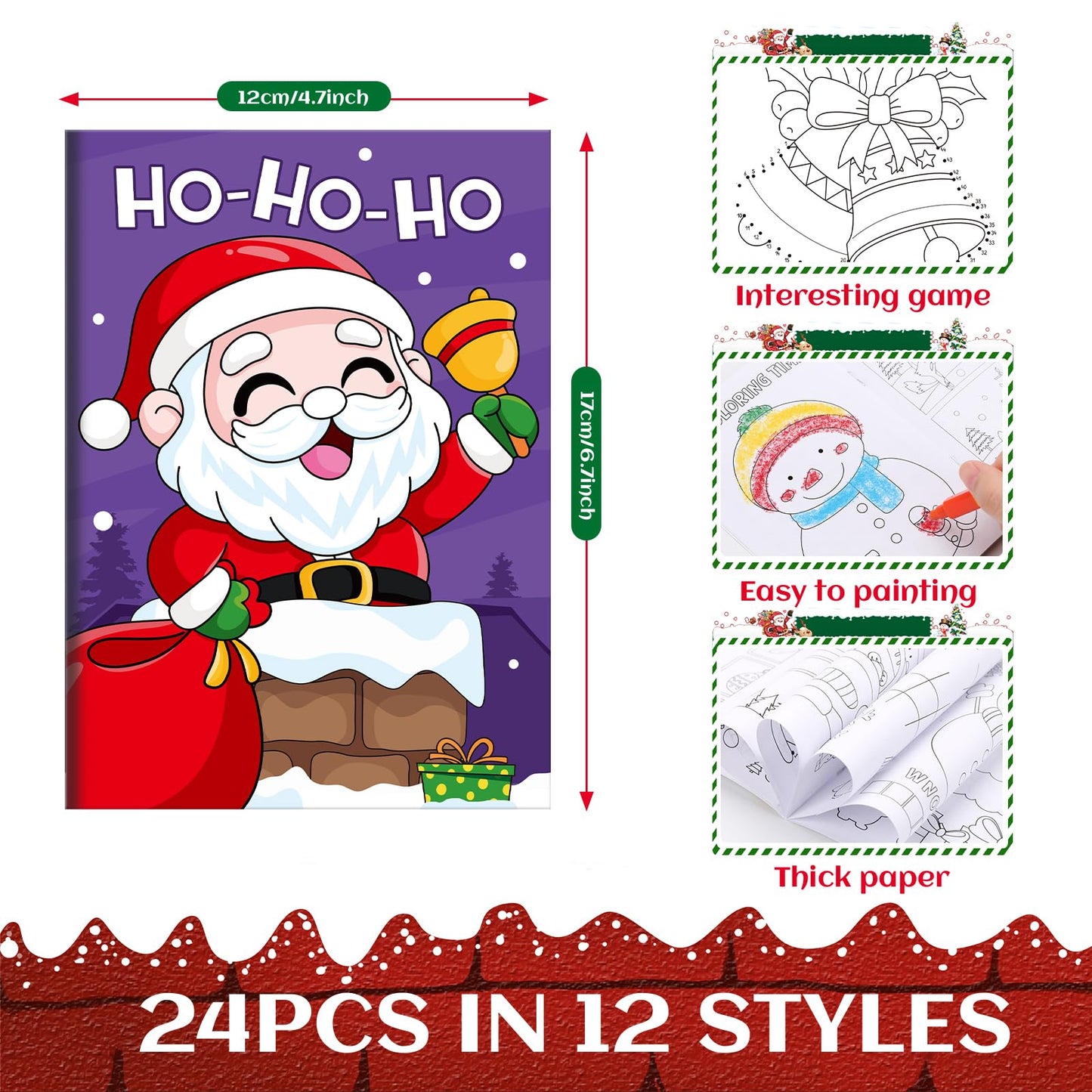 BenLouis 24 Pack Christmas Mini Activity Books for Kids ages 4-8-16 Xmas Party Favors Bulk Different Brain Game for Classroom Tr