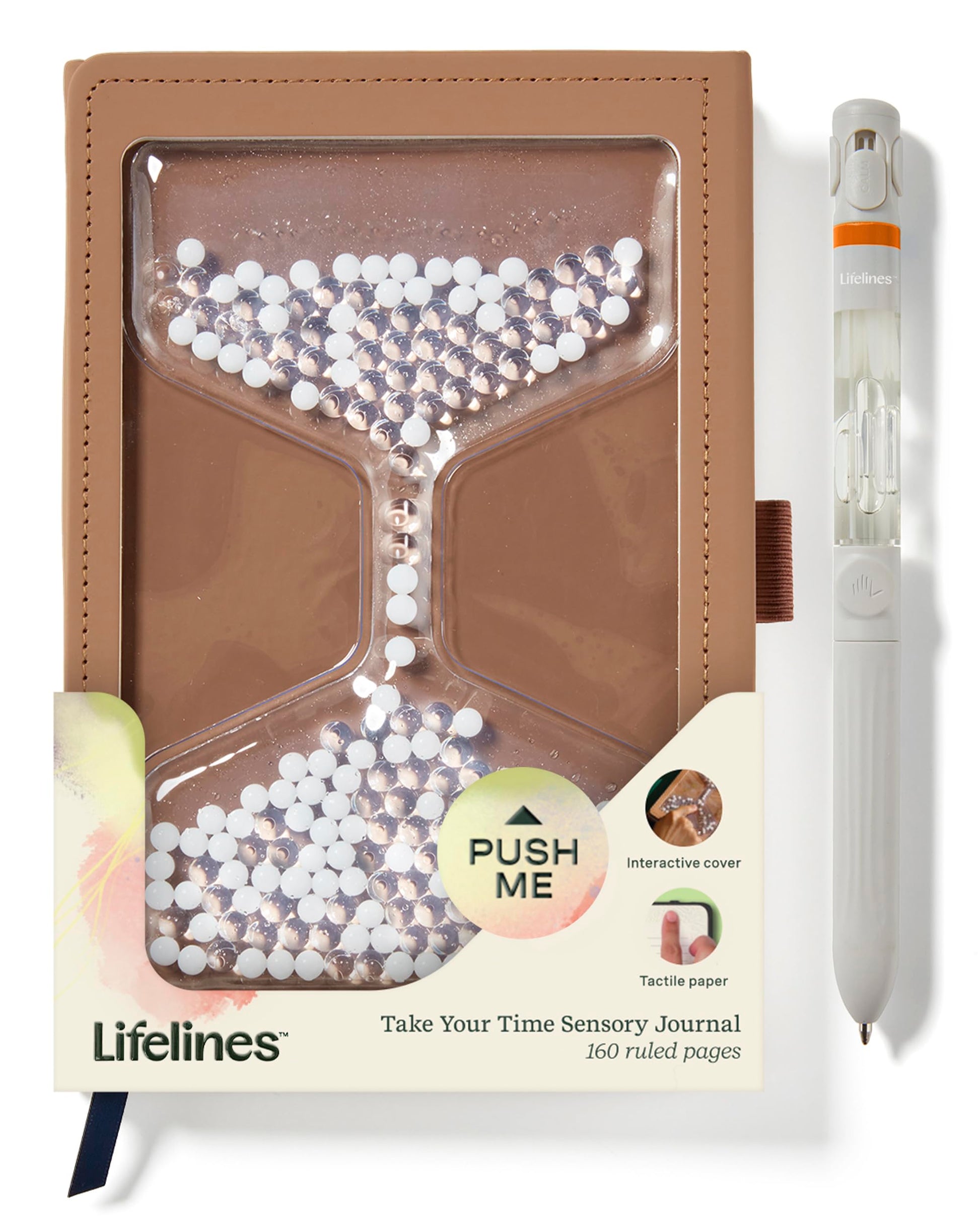 Lifelines Sensory Journal & Pen Diffuser Set, Take Your Time - Fidget Ruled Notebook Journal With Interactive Tactile Cover & Em