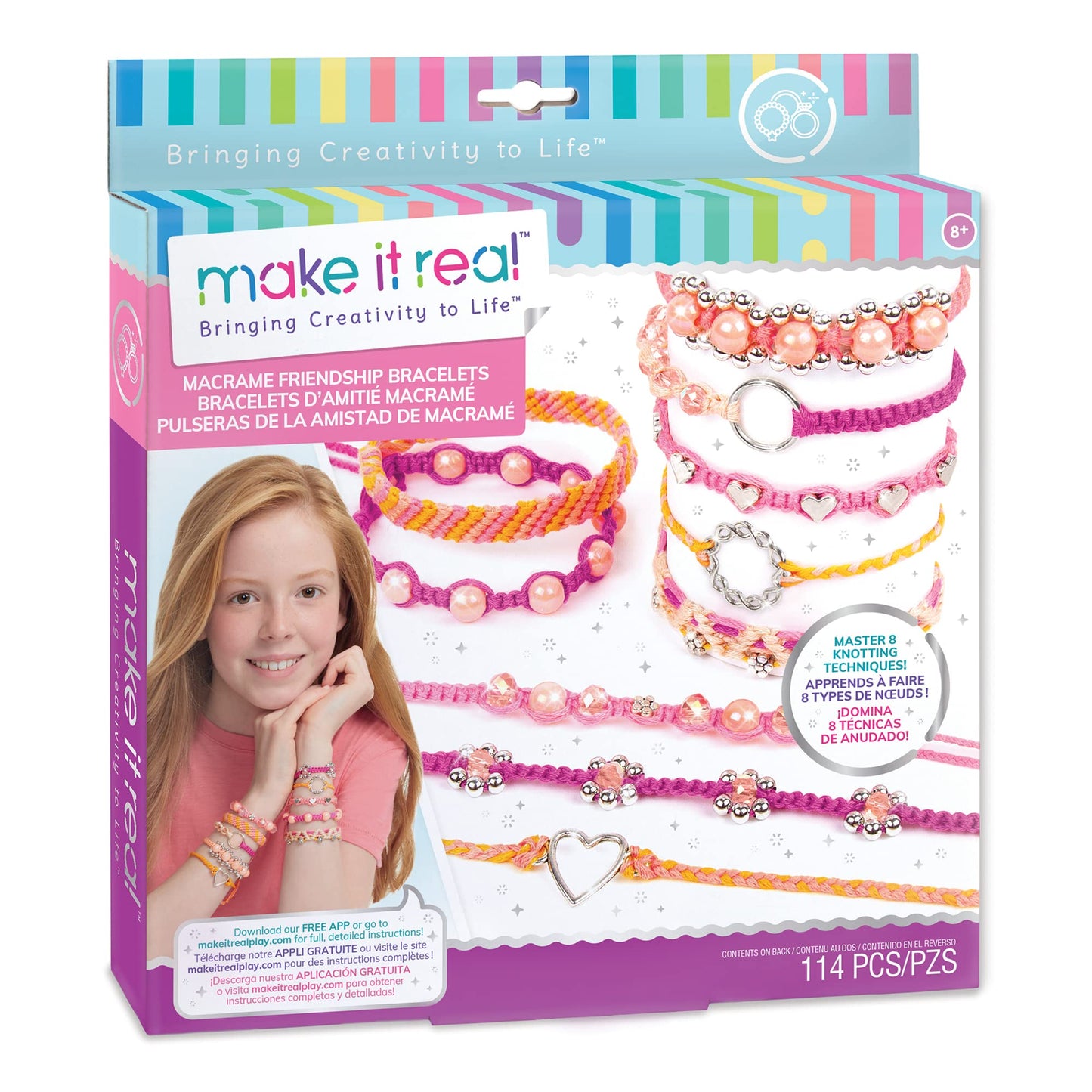 Make It Real - Macrame Friendship Bracelet Making Kit for Girls - Kids String Bracelet Making Kit - Friendship Bracelet Craft Ki