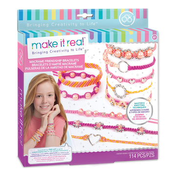Make It Real - Macrame Friendship Bracelet Making Kit for Girls - Kids String Bracelet Making Kit - Friendship Bracelet Craft Ki