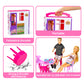 Style Shine Doll House Portable & Foldable Dollhouse W/ 60+ Pcs & 2 Dolls, Play House Toy With Bedroom Bathroom Kitchen Furnitur