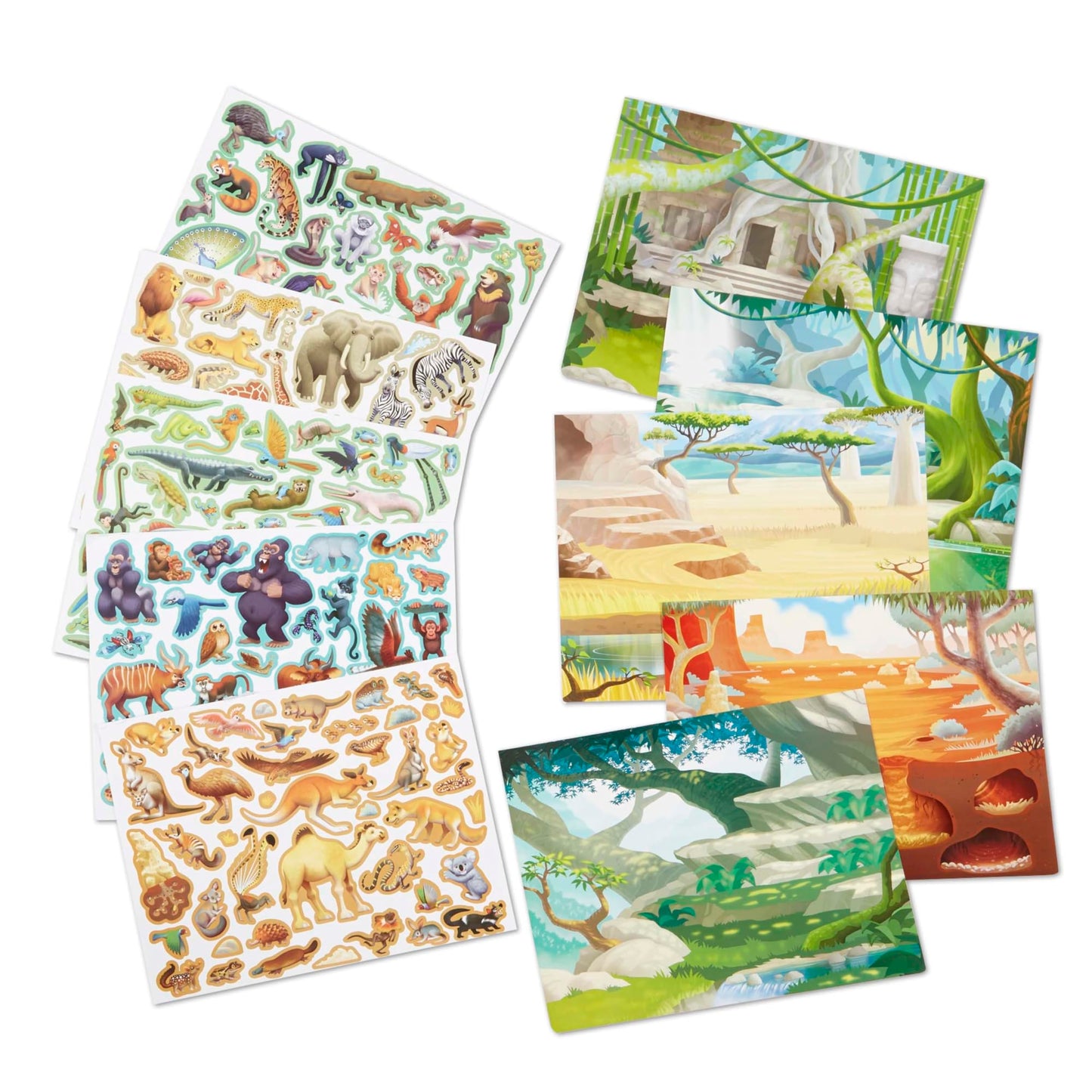 Melissa & Doug Reusable Sticker Pad - Jungle & Savanna, 175+ Stickers, Colorful, Model 30502