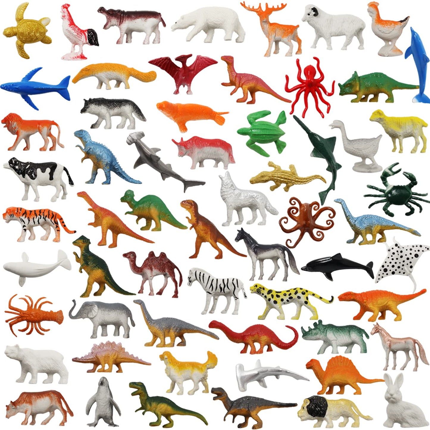 36 Small Animal Figurines Learning & Education Toys, Plastic Realistic Dinosaur Zoo Jungle Safari Sea Ocean Animal Figures, Preschool Learning Activities Matching Game Science Toys