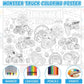 Naozinebi Monster Trucks Coloring Poster For Kids Giant Coloring Poster Large Monster Coloring Tablecloth Jumbo Coloring Books F