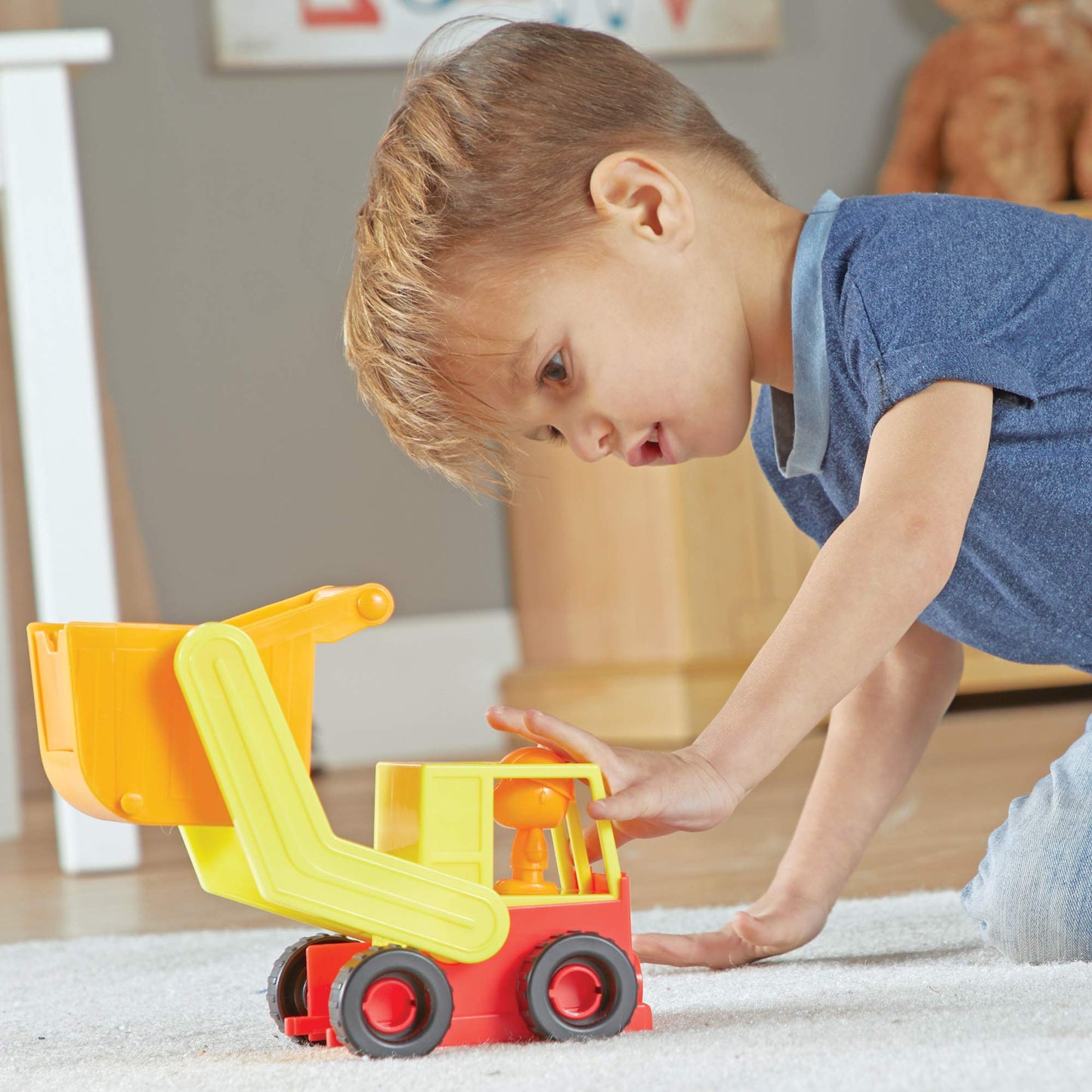 Learning Resources 1-2-3 Build It! Construction Crew Toy, Bulldozer, Digger, Dump Truck, Stem, Imaginative Play, 16 Pieces, Ages 2+