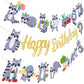 Raccoon Birthday Party Banners 3Pcs Gold Glitter Happy Birthday Decorations Woodland Themed Forest Animal Baby Shower Supplies
