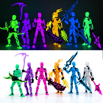 [6-Pack] Glowing Titan 13 Action Figure Set Already Assembled  T13 Action Figures with  Accessories 3D Printed T 13 Lucky Robo Dummy Nova 13 Action Figures  Figura de acci?n t13 (6-Colors)