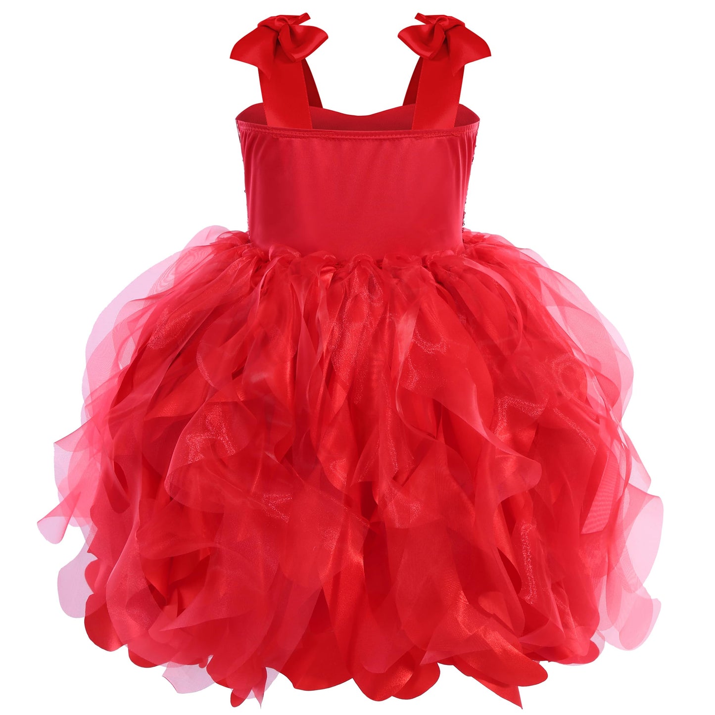 Soyoekbt Fairy Costume for Girls Princess Tutu Dress with Butterfly Wings for Girls Birthday Party Dress Up (Red, 3-4 Years)
