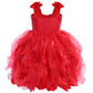 Soyoekbt Fairy Costume for Girls Princess Tutu Dress with Butterfly Wings for Girls Birthday Party Dress Up (Red, 3-4 Years)