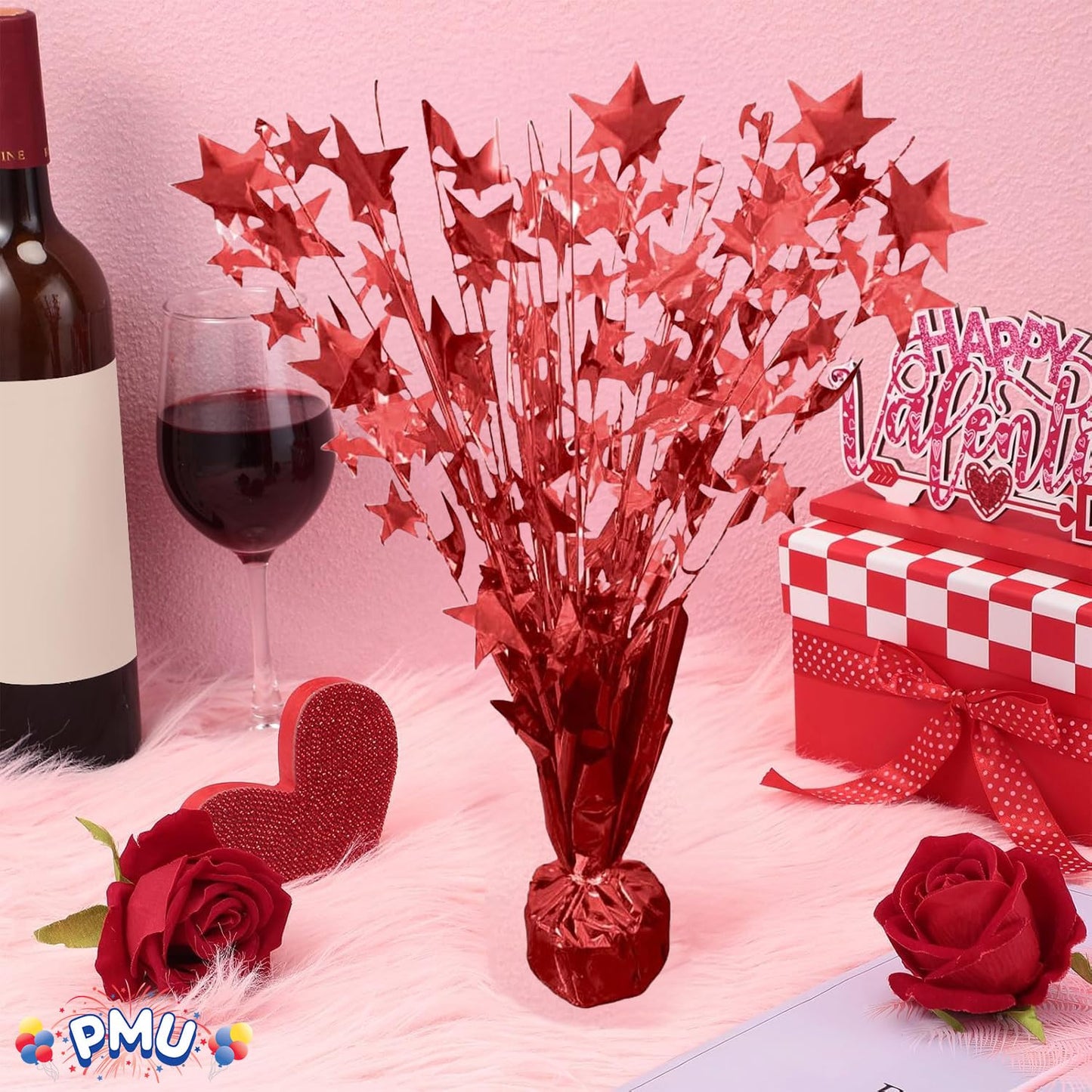 PMU Red Star-Burst Balloon Weights Centerpiece | Graduation Table Decor for Party Event, Halloween and Birthdays| Party Decorati